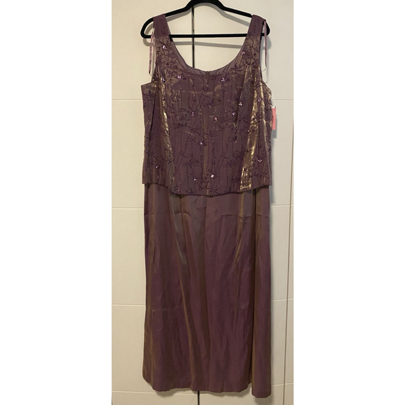 NWT Alex Evenings Maxi Dress Womens Plus Petite 20WP Amber Shimmer Beaded Gown - Picture 8 of 16